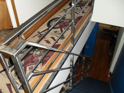 Tubular steel polished interior stair rails. (Newark, NJ)