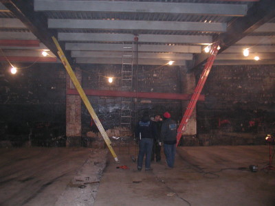 Structural beam underpinning by chain block to sister / bolster existing girders to reinforce facilities floor above. (Industrial – Bronx, NY)