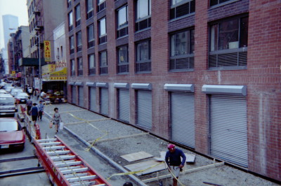 Solid push up gates jam to jam mounting. (Lower Manhattan, NY)