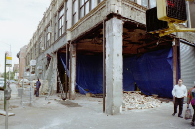 Solid Roll down Gate Installation with Demolition and steel framing before Photo. (Harlem NY)
