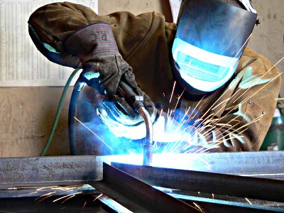 Steel Masters NYC welder fabricating custom commercial steel