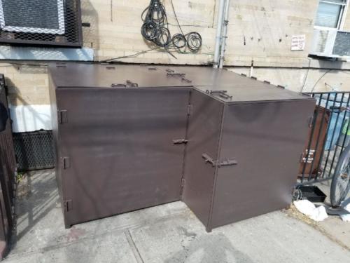 Solid steel custom trash bin, rodent proof