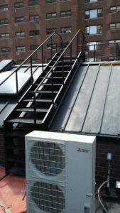 floating steel open staircase rooftop custom iron works