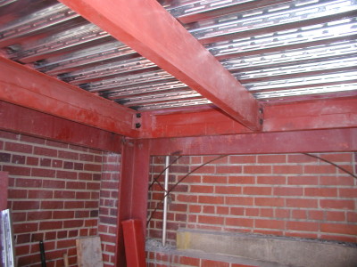 Structural steel channel renovation galvanized decking concrete