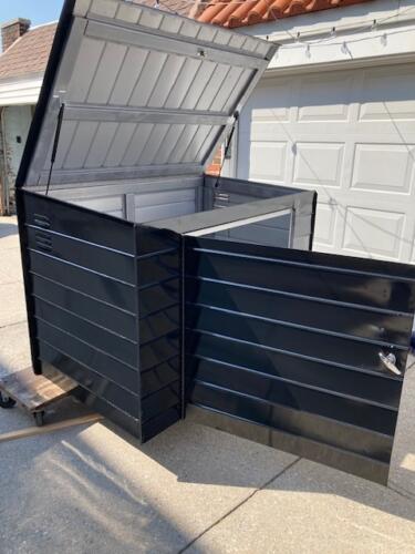 pest waterproof bin container black outside refuse steel metal iron safe secure
